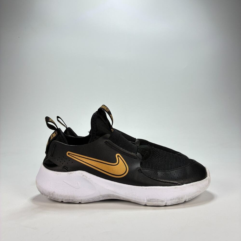 Nike Flex Runner 3 Black White Gold Running Shoes FN1294-006 Youth Size 4.5Y
